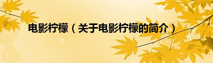 電影檸檬（關(guān)于電影檸檬的簡介）