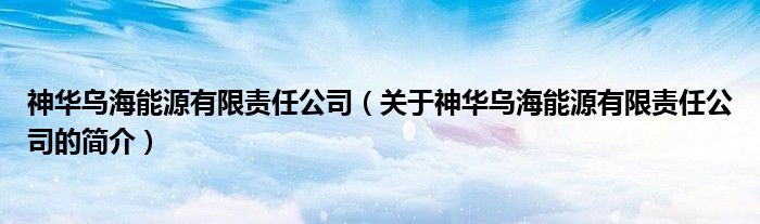 神華烏海能源有限責(zé)任公司（關(guān)于神華烏海能源有限責(zé)任公司的簡(jiǎn)介）