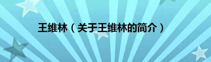 王維林（關于王維林的簡介）