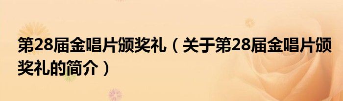 第28屆金唱片頒獎禮（關(guān)于第28屆金唱片頒獎禮的簡介）