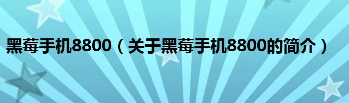 黑莓手機8800（關于黑莓手機8800的簡介）