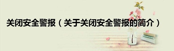 關(guān)閉安全警報(bào)（關(guān)于關(guān)閉安全警報(bào)的簡介）