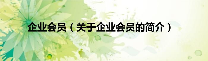 企業(yè)會員（關于企業(yè)會員的簡介）