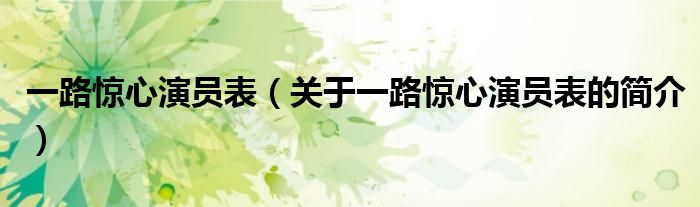 一路驚心演員表（關(guān)于一路驚心演員表的簡(jiǎn)介）