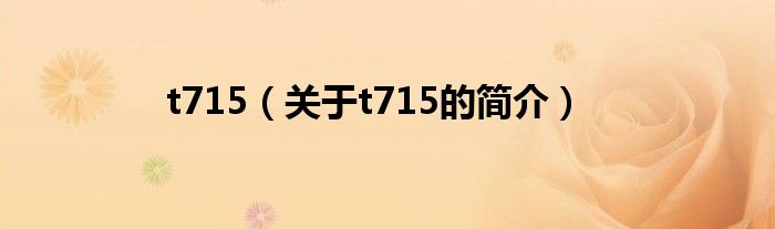 t715（關(guān)于t715的簡(jiǎn)介）