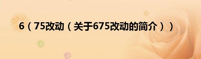 6（75改動（關于675改動的簡介））