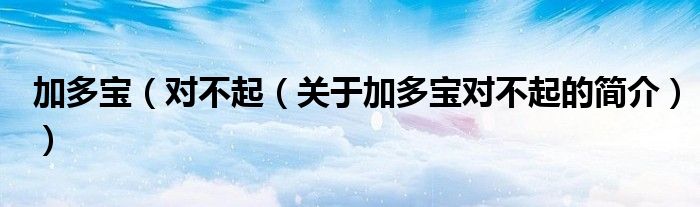 加多寶（對不起（關(guān)于加多寶對不起的簡介））