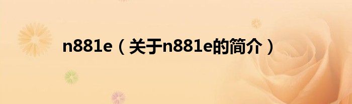 n881e（關(guān)于n881e的簡介）