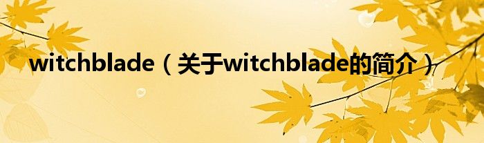 witchblade（關(guān)于witchblade的簡介）