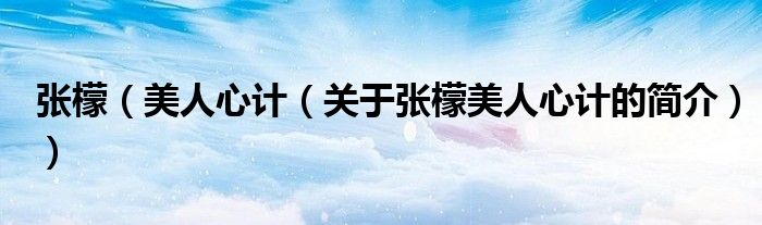 張檬（美人心計(jì)（關(guān)于張檬美人心計(jì)的簡(jiǎn)介））