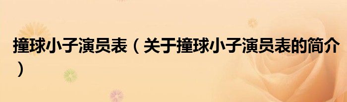撞球小子演員表（關(guān)于撞球小子演員表的簡介）