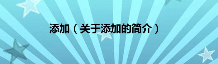 添加（關(guān)于添加的簡介）