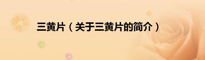 三黃片（關(guān)于三黃片的簡介）