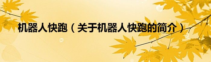 機(jī)器人快跑（關(guān)于機(jī)器人快跑的簡介）