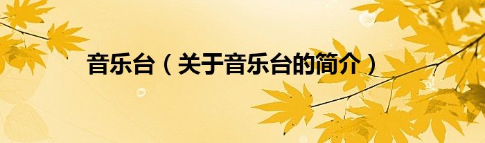 音樂臺（關(guān)于音樂臺的簡介）
