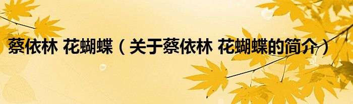 蔡依林 花蝴蝶（關于蔡依林 花蝴蝶的簡介）