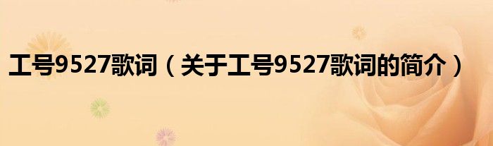 工號(hào)9527歌詞（關(guān)于工號(hào)9527歌詞的簡介）