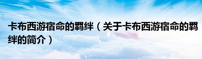 卡布西游宿命的羈絆（關(guān)于卡布西游宿命的羈絆的簡介）