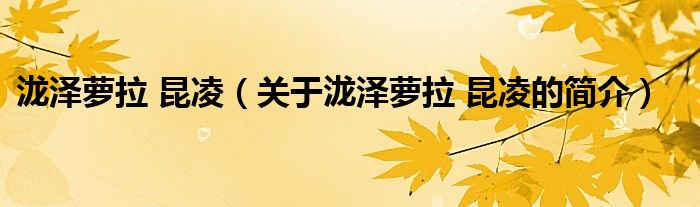 瀧澤蘿拉 昆凌（關于瀧澤蘿拉 昆凌的簡介）