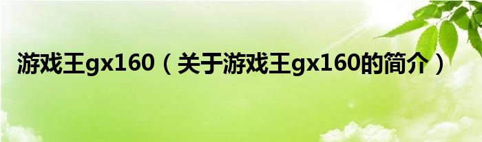 游戲王gx160（關(guān)于游戲王gx160的簡(jiǎn)介）