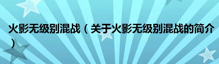 火影無(wú)級(jí)別混戰(zhàn)（關(guān)于火影無(wú)級(jí)別混戰(zhàn)的簡(jiǎn)介）