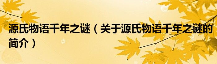 源氏物語千年之謎（關(guān)于源氏物語千年之謎的簡(jiǎn)介）