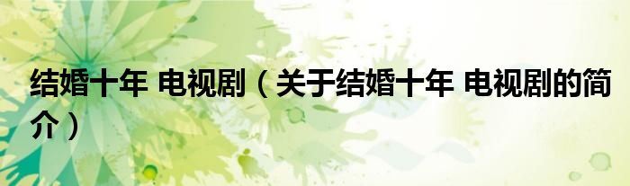 結(jié)婚十年 電視?。P(guān)于結(jié)婚十年 電視劇的簡(jiǎn)介）