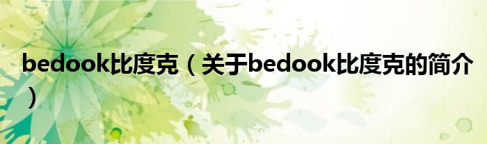 bedook比度克（關于bedook比度克的簡介）