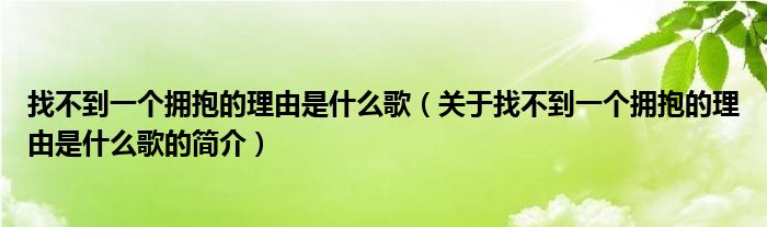 找不到一個(gè)擁抱的理由是什么歌（關(guān)于找不到一個(gè)擁抱的理由是什么歌的簡介）