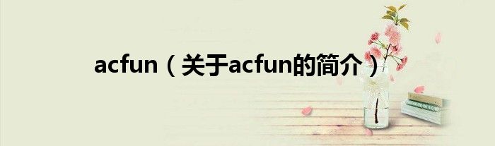 acfun（關(guān)于acfun的簡(jiǎn)介）