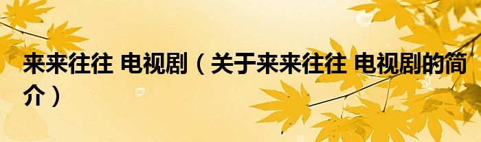 來(lái)來(lái)往往 電視劇（關(guān)于來(lái)來(lái)往往 電視劇的簡(jiǎn)介）