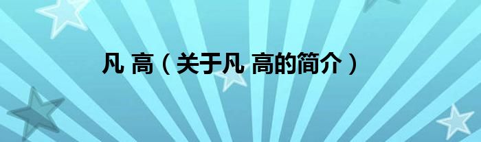 凡 高（關于凡 高的簡介）