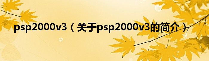 psp2000v3（關(guān)于psp2000v3的簡介）