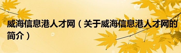 威海信息港人才網(wǎng)（關(guān)于威海信息港人才網(wǎng)的簡(jiǎn)介）