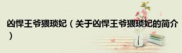 兇悍王爺猥瑣妃（關于兇悍王爺猥瑣妃的簡介）
