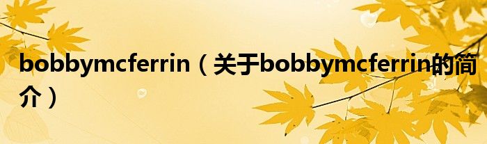 bobbymcferrin（關(guān)于bobbymcferrin的簡(jiǎn)介）