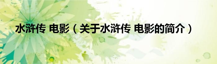 水滸傳 電影（關(guān)于水滸傳 電影的簡(jiǎn)介）