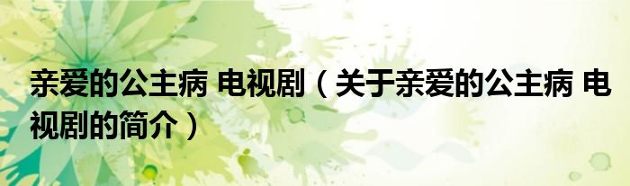 親愛的公主病 電視?。P(guān)于親愛的公主病 電視劇的簡介）
