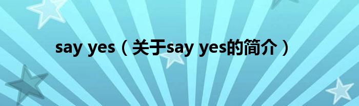 say yes（關于say yes的簡介）