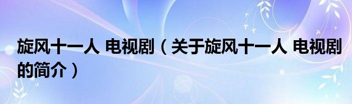 旋風(fēng)十一人 電視?。P(guān)于旋風(fēng)十一人 電視劇的簡介）