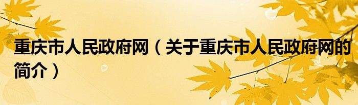 重慶市人民政府網(wǎng)（關(guān)于重慶市人民政府網(wǎng)的簡介）