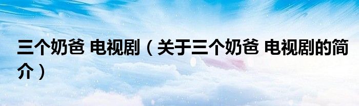 三個奶爸 電視?。P(guān)于三個奶爸 電視劇的簡介）