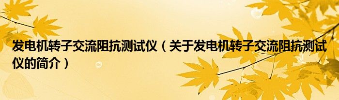 發(fā)電機(jī)轉(zhuǎn)子交流阻抗測試儀（關(guān)于發(fā)電機(jī)轉(zhuǎn)子交流阻抗測試儀的簡介）
