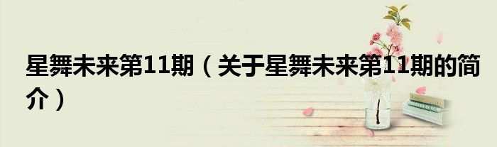 星舞未來第11期（關(guān)于星舞未來第11期的簡介）