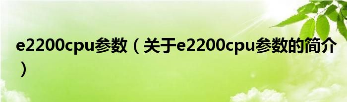 e2200cpu參數(shù)（關(guān)于e2200cpu參數(shù)的簡介）