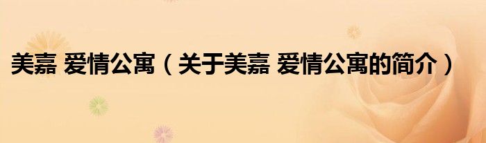 美嘉 愛情公寓（關(guān)于美嘉 愛情公寓的簡(jiǎn)介）