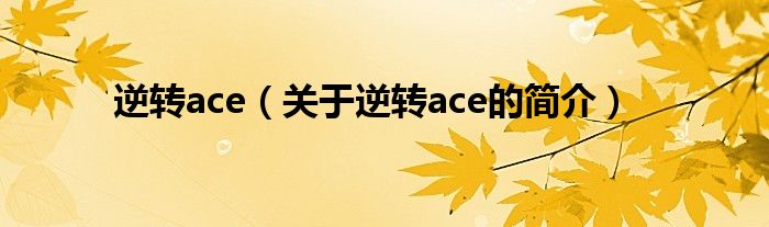 逆轉ace（關于逆轉ace的簡介）