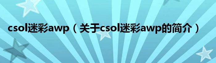 csol迷彩awp（關(guān)于csol迷彩awp的簡(jiǎn)介）