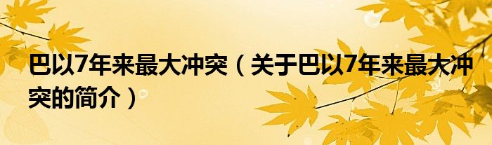 巴以7年來最大沖突（關于巴以7年來最大沖突的簡介）