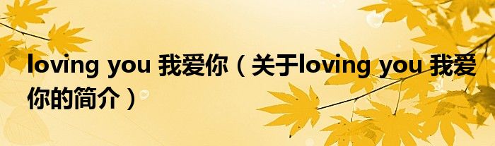 loving you 我愛你（關于loving you 我愛你的簡介）